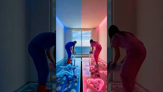 Blue vs Pink Epoxy Floor Transformation | Heart & Star Hidden Design Reveal 😱😱
