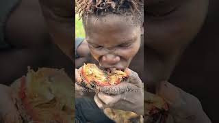 Hadzabe Tribe love to eat natural honey traditional ways