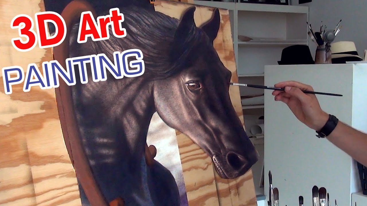 Drawing a HORSE in 3D / anamorphic speed painting - YouTube