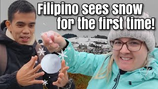 Filipino husband sees and touches snow for the first time in his life 😮🤩 Swiss Filipino AMWF couple