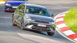 Nurburgring Nordschleife 2x Hyundai Ioniq 5N in heavy trafic, trying to follow Misha!