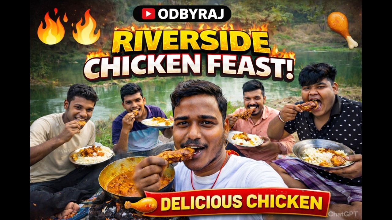ନଦୀ ପାଖରେ ଚିକେନ ଭୋଜନ 🍗🔥 ପୁରା ମସ୍ତି! Riverside Chicken Feast With Friends 😍🔥 | ODBOYRAJ #vlogs