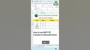 REPT FUNCTION || How to use REPT Formula in Excel 🔥 || #excelwithbapisardar #bapisardar #exceltricks