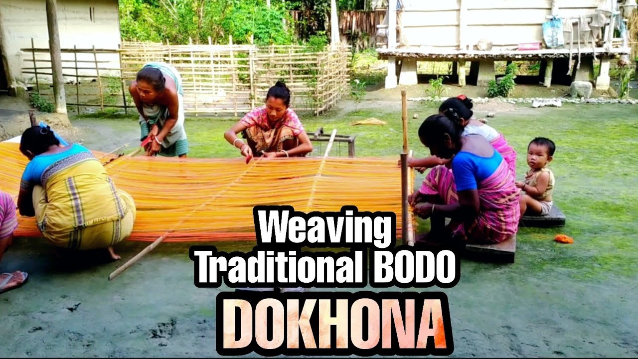 Village Women weaving traditional Bodo Dokhona Daily life of Bodo