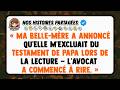 « Ma belle-mère a annoncé qu'elle m'excluait du testament de papa lors de la lecture — l'avocat...