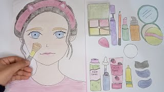 [ 💜paper diy💜] paper doll skincare & makeup💄mainan kertas | paper play