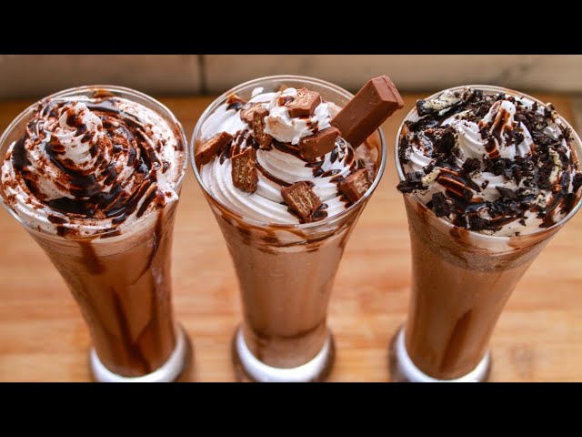 3 Milkshake Recipe | Chocolate Milkshake | Oreo Milkshake | Kitkat Milkshake class=