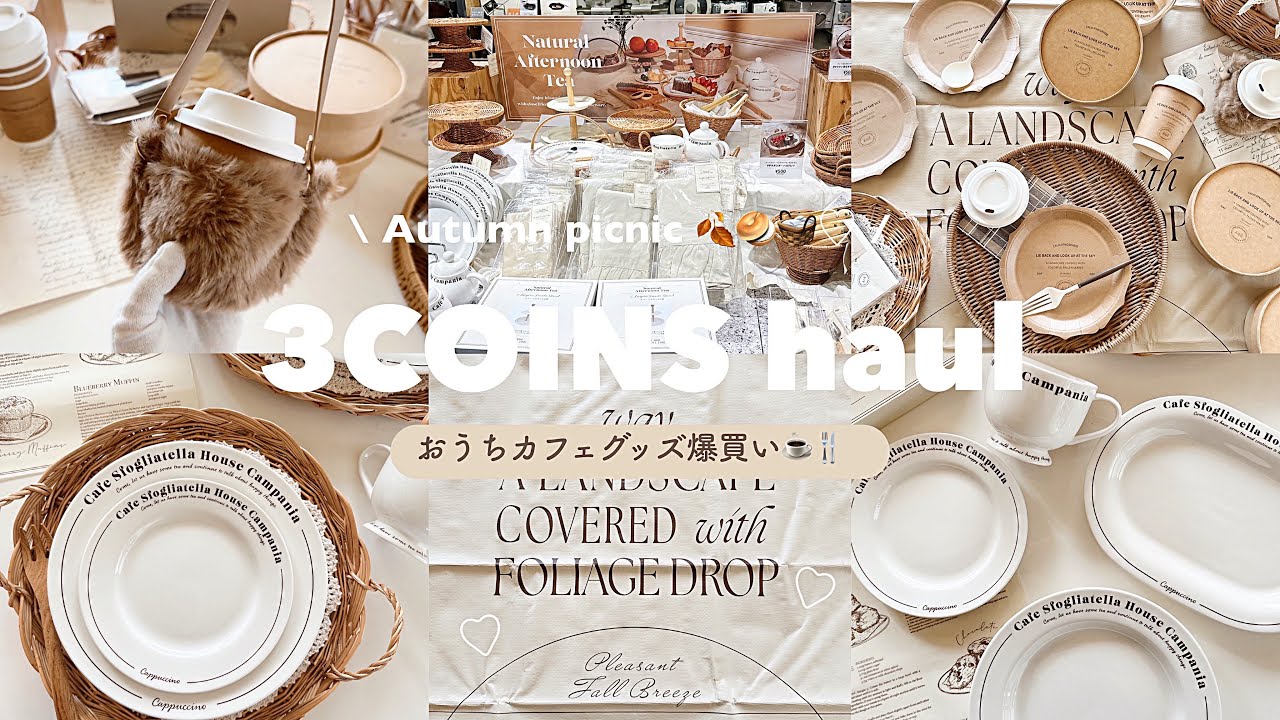 秋🍂の3COINS新商品が可愛すぎて爆買い🧺🍴| Autumn picnic☕️🤎 | おすすめcafe風食器🍽️♡︎