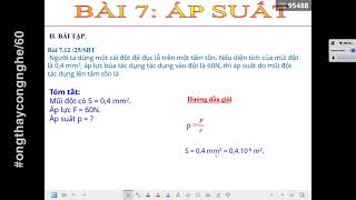 GIẢI BÀI TẬP LÝ 8: BÀI  7 - ÁP SUẤT (SBT) CỰC DỄ HIỂU.