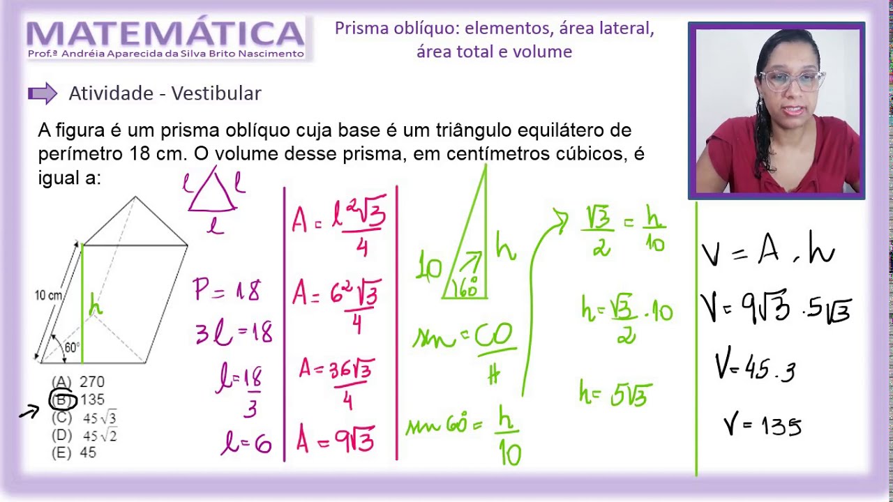 Prisma Oblíquo Elementos área Total E Volume Youtube