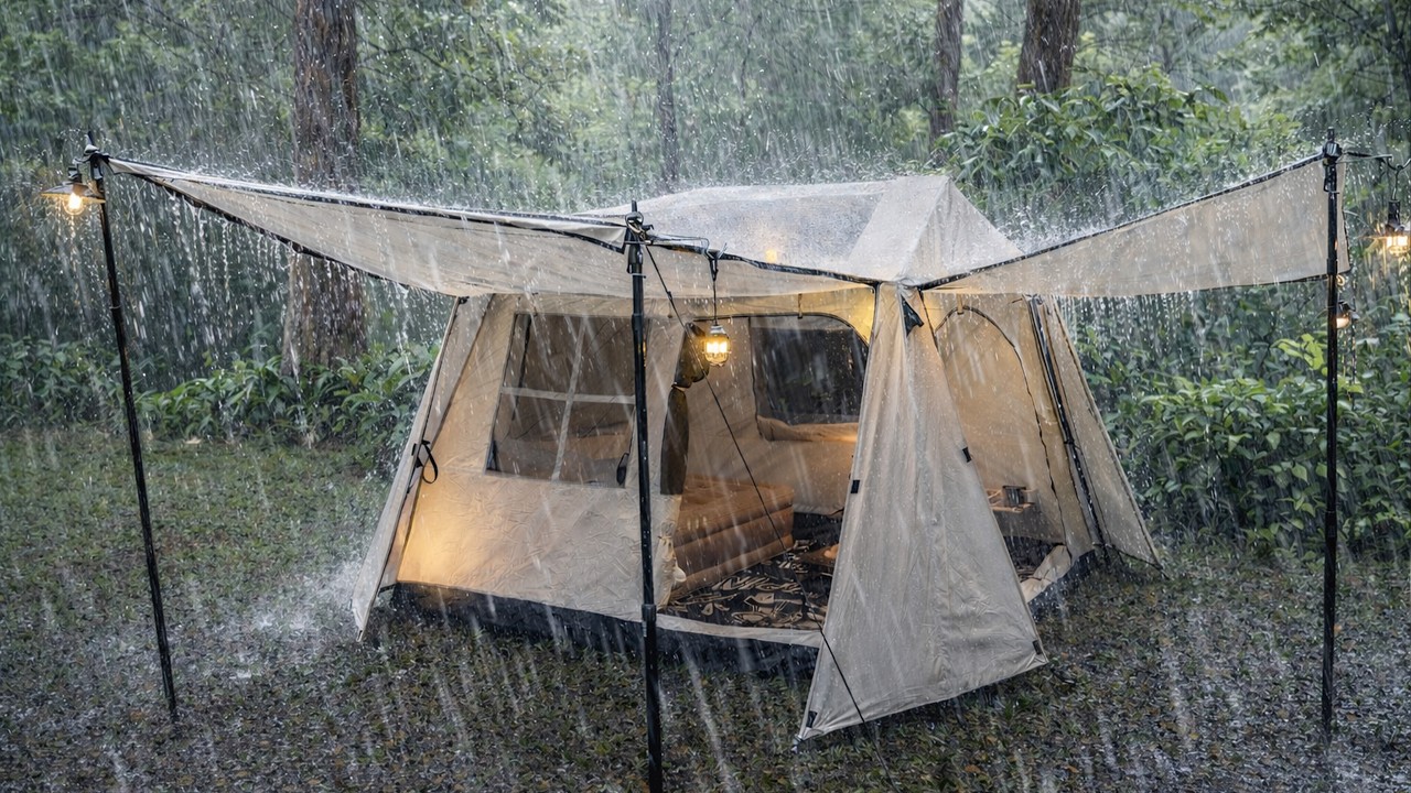 Pouring Rain and Relaxing Camping in The Rain ⛈️ Camping in heavy rain ALL DAYS