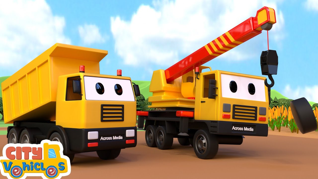 Спасение с помощью экскаватора! Спасение котенка и ремонт сломанного грузовика — трактора, автокр...