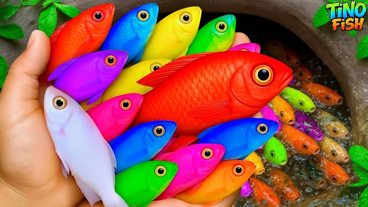 Поймайте в маленьком пруду разноцветных декоративных рыбок, пецилий, мальков черепах, золотых рыб...