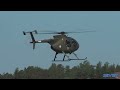 Finnish Army MD500 helicopters arrive to Pori Airshow 2022