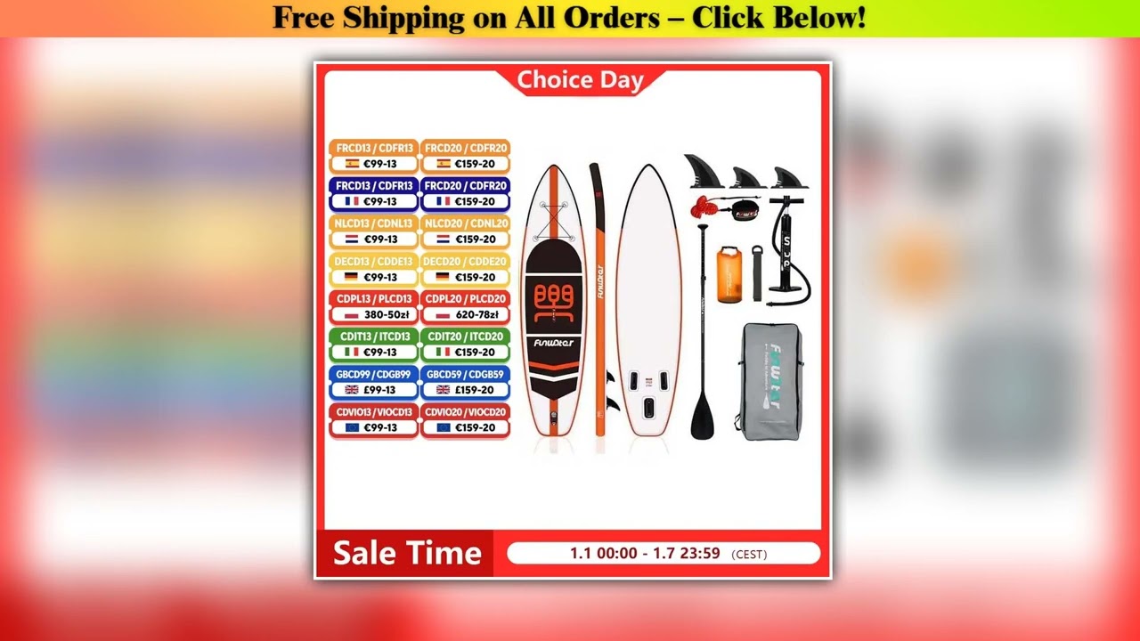 FunWater Stand Up Paddle Board Inflatable Paddling Board Surfboard Surf Sup Board Non-Slip Water