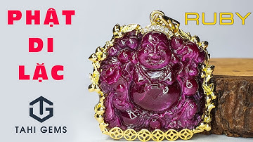 Tahi 5596 Bọc vàng mặt dây chuyền phật Di Lặc đá quý Ruby kết hợp Kim Cương | TahiGems - Tahi Phạm