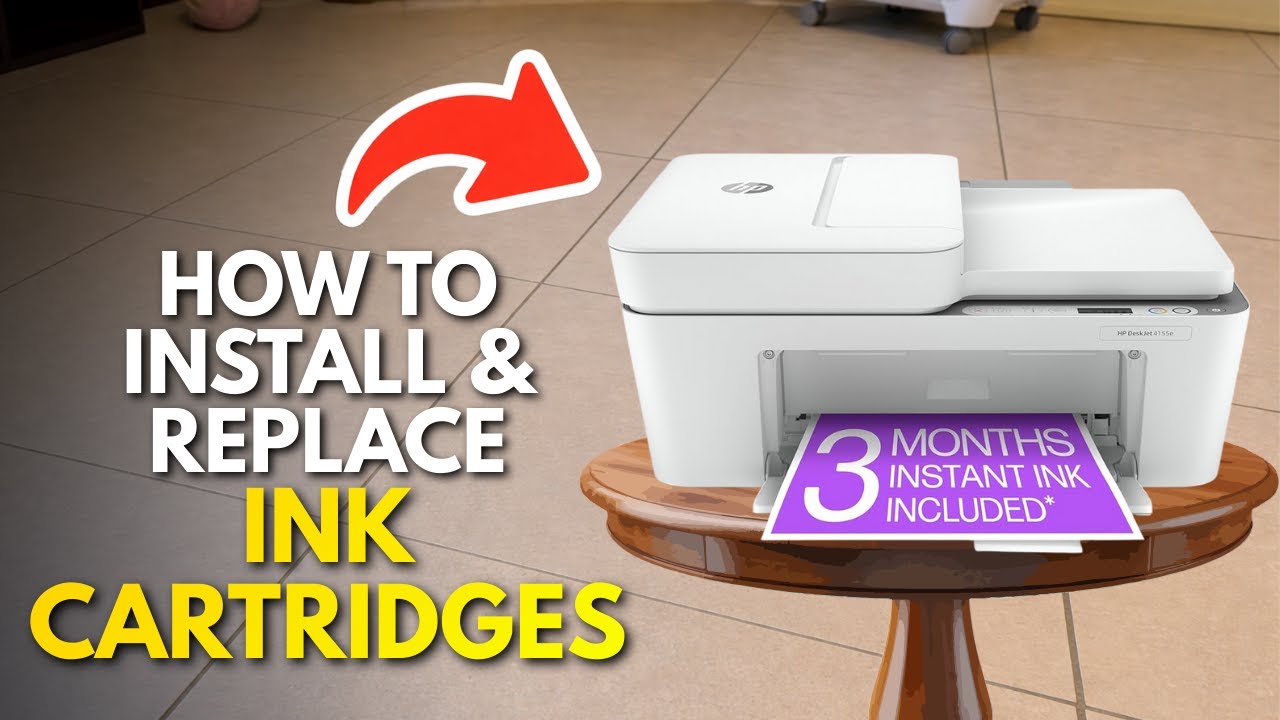 HP Deskjet 4155e & 4100 Series Printer : How to Install & Replace Ink ...