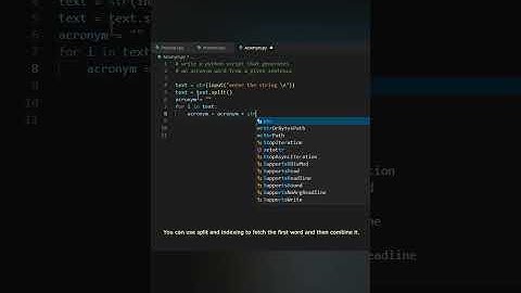 #3 Python | Generates an Acronym word in Python by just 6 lines of code.       #short #coding