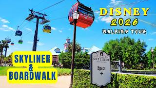 Disney Skyliner + BoardWalk Stroll 🚠 Relaxing 4K Walking Tour 🌴