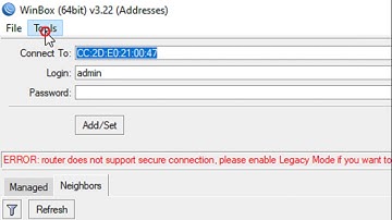 Router does not support secure connection Mikrotik Winbox
