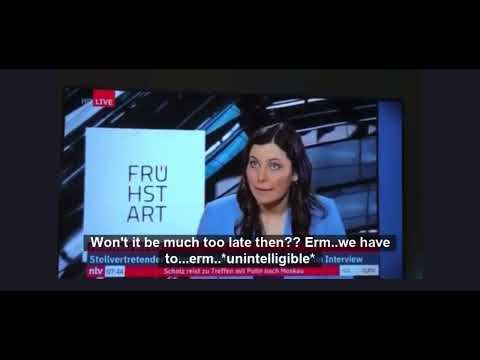 German TV interviewer collapses live on air while pushing for enforcement of general mandate.