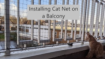 Installing PiuPet® Cat Net wire-reinforced black (4 x 3m) on a balcony