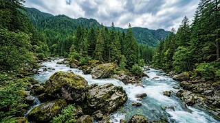 Pristine Forest Rocky River Flow Fall Asleep Fast with Pure Water White Noise 12 Hours