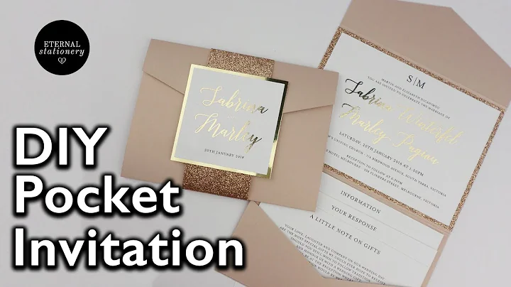 DIY Gold Foil Pocket Folio Wedding Invitation with Template - Wedding Invitations