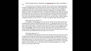 define mutually exclusive, independent and dependents they relate to probability two fourptoneonthre