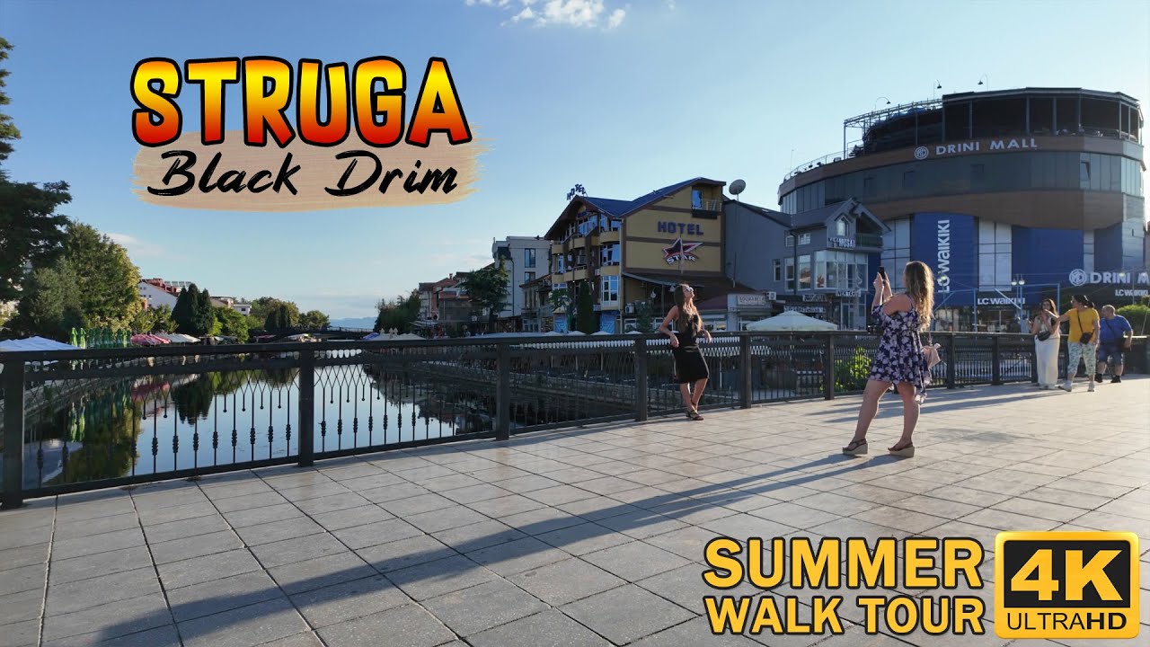STRUGA *Black Drim* Macedonia (Summer 2025) 【4K WALK TOUR】 🚶‍♂️ Прошетка околу Дрим 🇲🇰 СТРУГА (Лето)