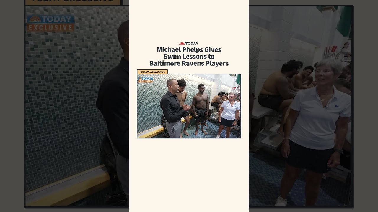 Michael Phelps Gives Swim Lessons To Baltimore Ravens Players