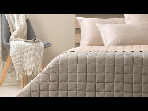 Покривало 140х210 см IDEIA стьобане двостороннє якісна стібка мікрофібра шоколад беж на ліжко диван, видео 1