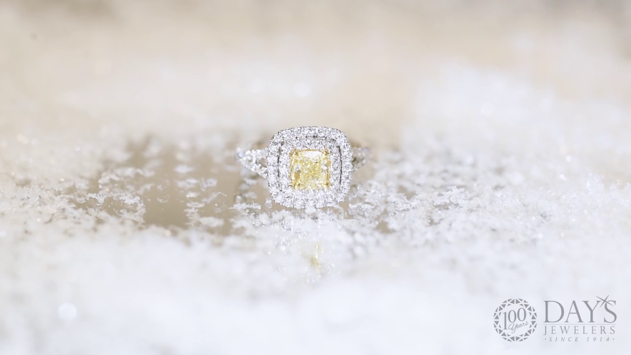 Forevermark Cushion Yellow Diamond Halo Ring
