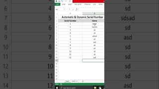 Excel Automatic Serial Number 