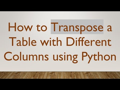How to Transpose