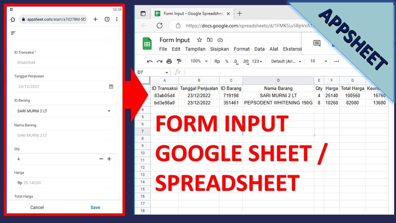 Membuat form input di google sheets / spreadsheet - YouTube