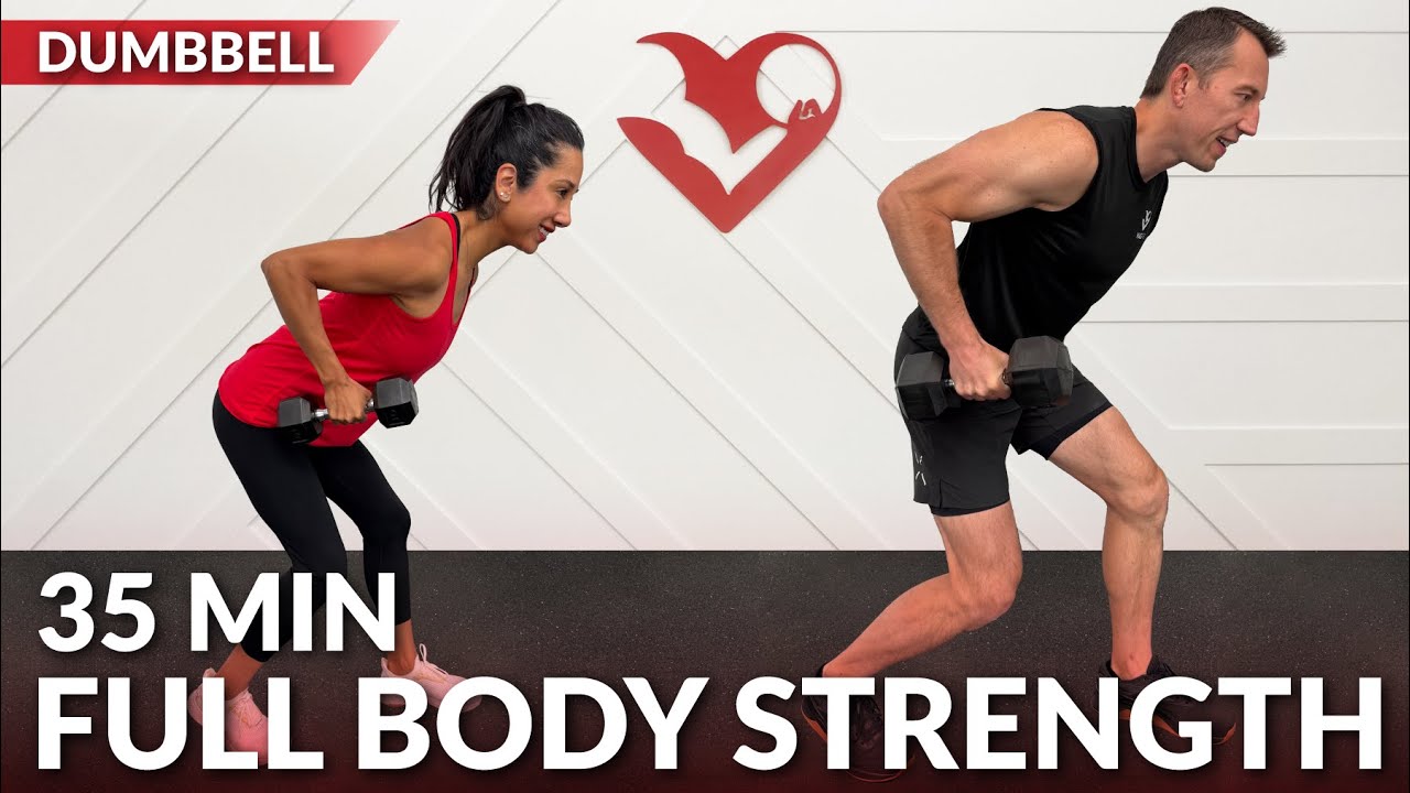 35 Min Strength Training at Home Full Body Workout with Dumbbells - Weight Training for Women & Men
