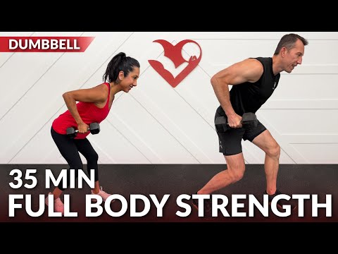 35 Min Strength Training at Home Full Body Workout with Dumbbells - Weight Training for Women & Men