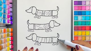 Satisfying Coloring with Markers Cute Dog Coloring Page
