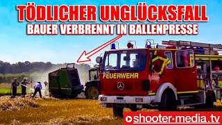 [E] - Tödlicher Arbeitsmaschinenbrand [Traktor mit Ballenpresse] bei Aichwald | FEUERWEHR IM EINSATZ