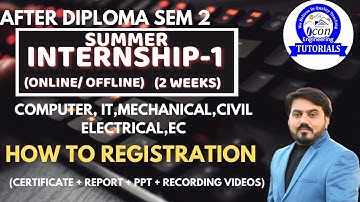 SUMMER INTERNSHIP 1 (2 WEEKS) FOR  AFTER DIPLOMA SEM 2 ALL BRANCH || HOW TO REGISTRATION #gtu