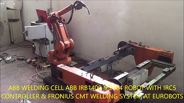 ABB WELDING CELL IRB1400 M2004 ROBOT WIHT IRC5 CONTROLLER & FRONIUS CMT WELDING SYSTEM AT EUROBOTS