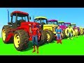 Learn Colors with Tractor & Jetski w Superheroes Cartoon Animation for Kids & Babies Nursery Rhymes