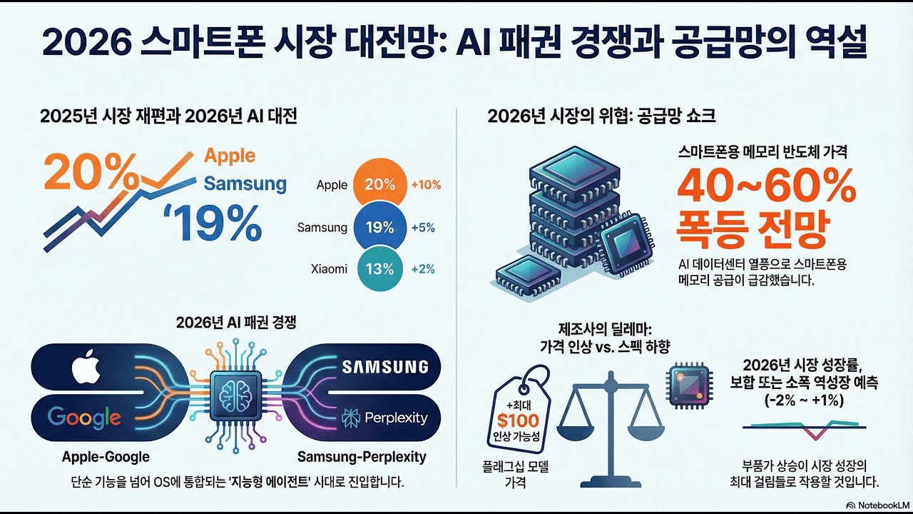 2025-2026 글로벌 스마트폰 시장의 변화와 전망, 기능에서 지능으로,  공급망의 역설, 신흥시장 격전(26.01.16)