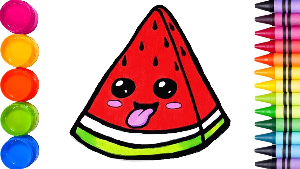 Como dibujar una SANDIA KAWAII - Videos para niños - drawings for ...