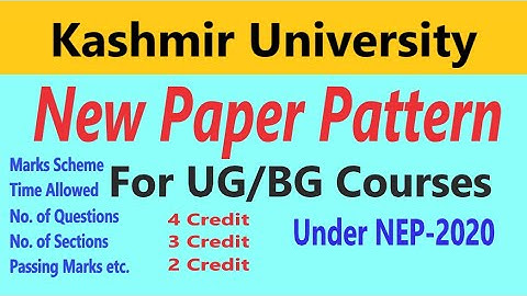 UG 1st Sem Paper Pattern Kashmir University Batch 2022 NEP-2020 | Model Paper
