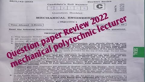 Mechanical polytechnic lecturer Question paper 2022 || Question paper of mechanical lecturer 2022
