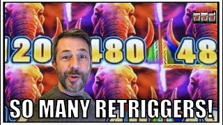 It kept giving me retriggers, and that's the BEST THING to happen with this slot machine bonus!