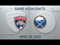 NHL Highlights | Panthers vs. Sabres - Apr. 3, 2022