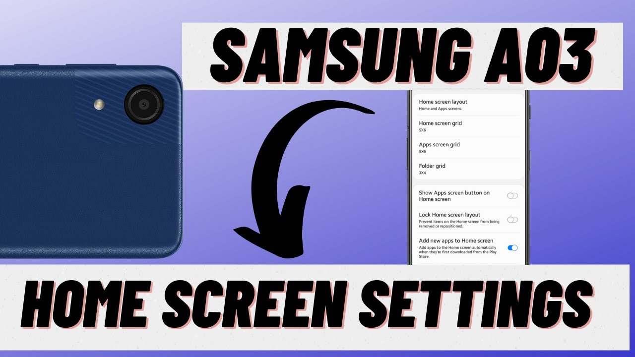 Samsung home screen settings Galaxy A03, A03 core YouTube